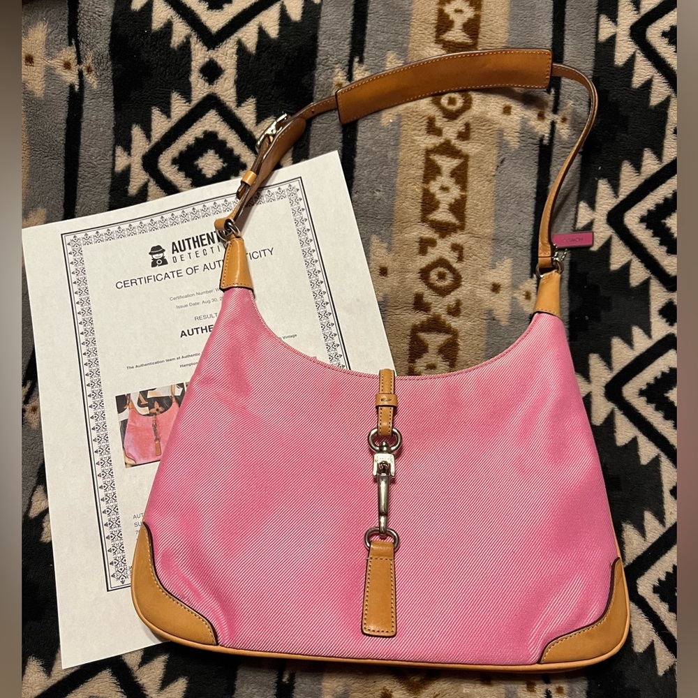 Coach Rare Vintage Pink Hampton Hobo Clip Bag COA*